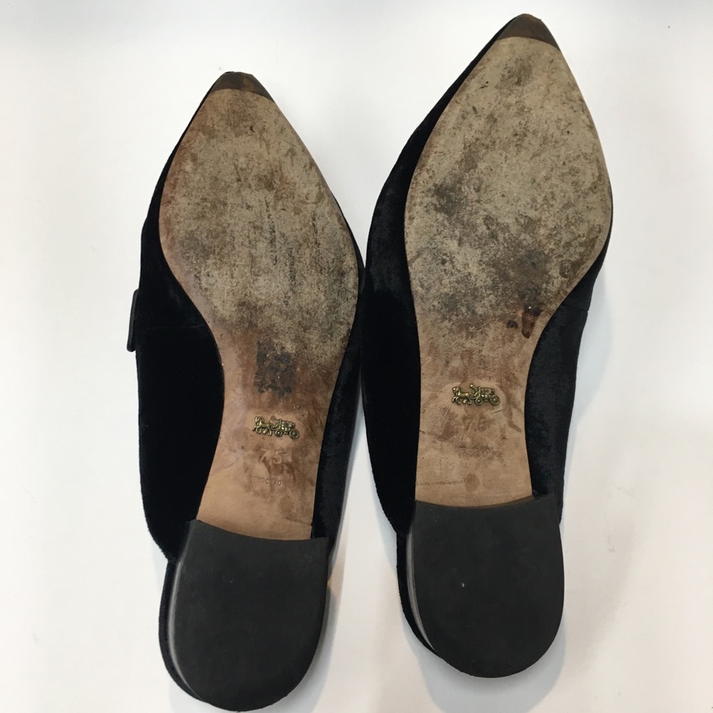Coach Velvet Tointy Toe Slip On Mules 7.5 Black - Picture 14 of 16